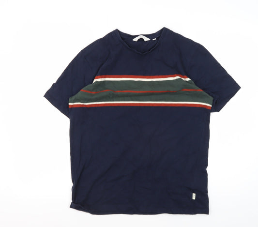 Next Men's Blue Striped Regular Fit T-Shirt, Size S