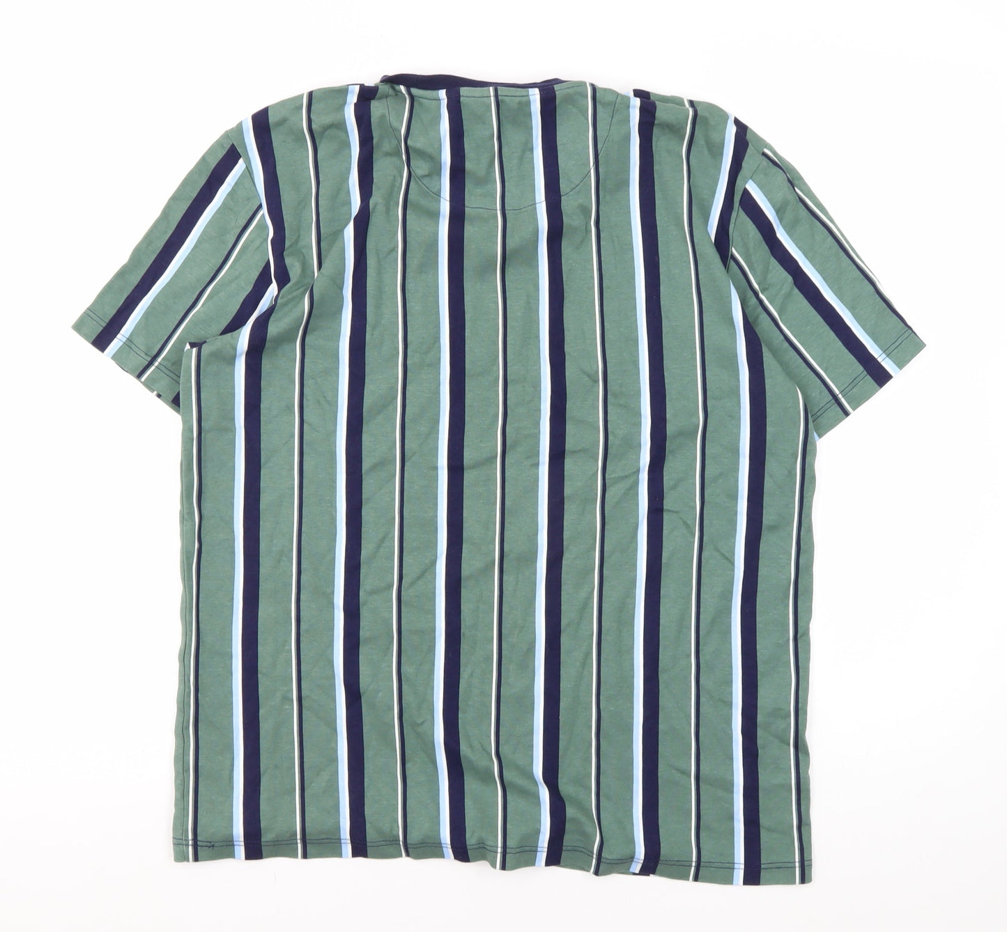 Next Mens Green Striped Regular Fit T-Shirt Medium