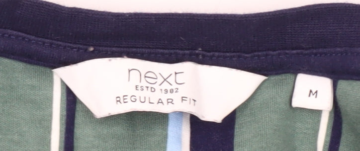 Next Mens Green Striped Regular Fit T-Shirt Medium