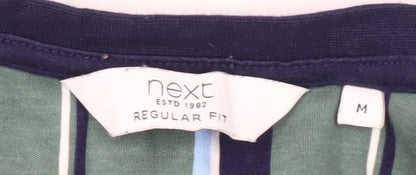 Next Mens Green Striped Regular Fit T-Shirt Medium