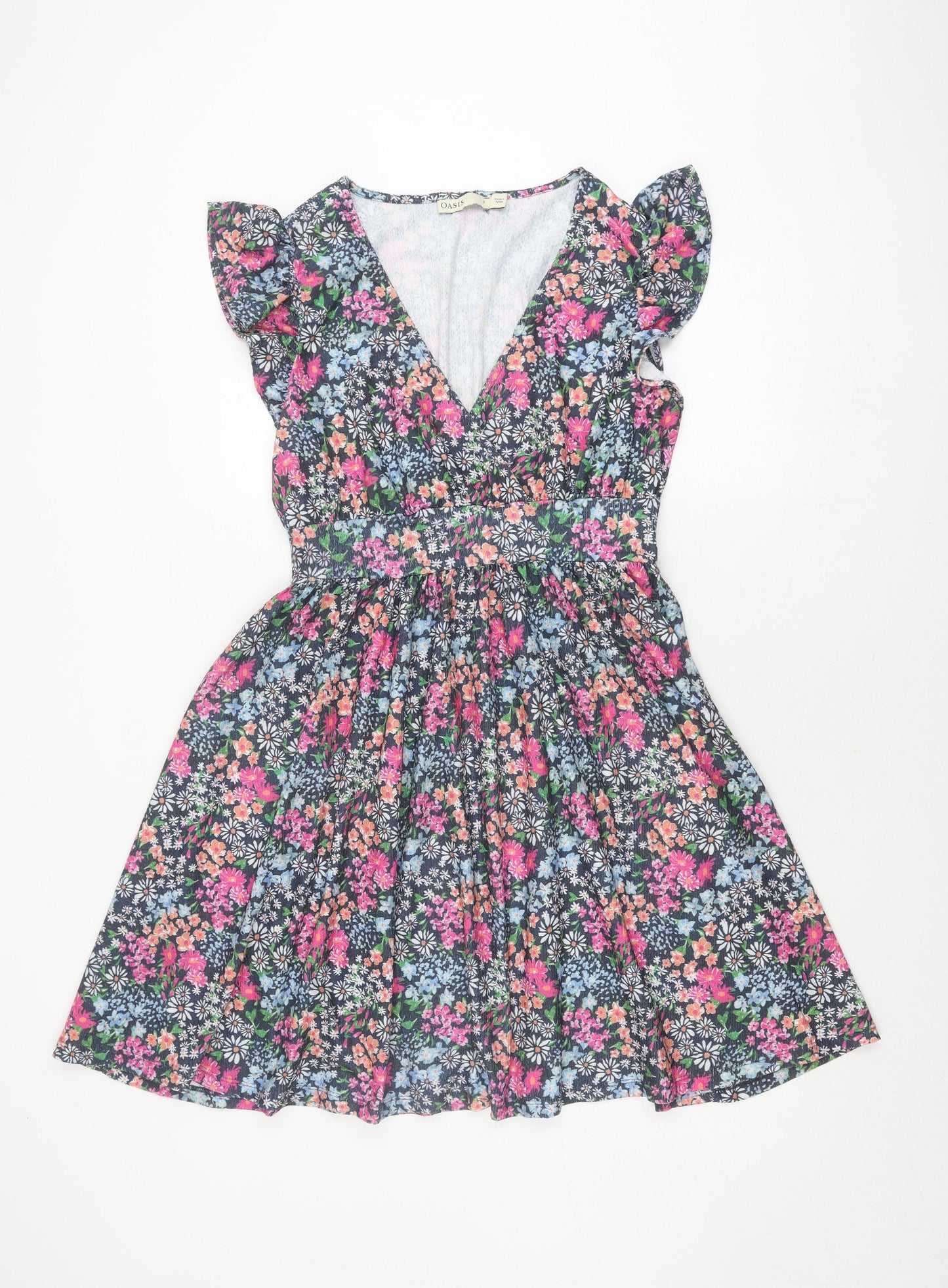 Oasis Women's Floral Dress S Multicoloured V-Neck