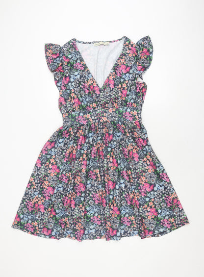 Oasis Women's Floral Dress S Multicoloured V-Neck