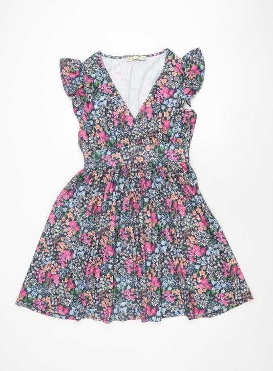 Oasis Women's Floral Dress S Multicoloured V-Neck