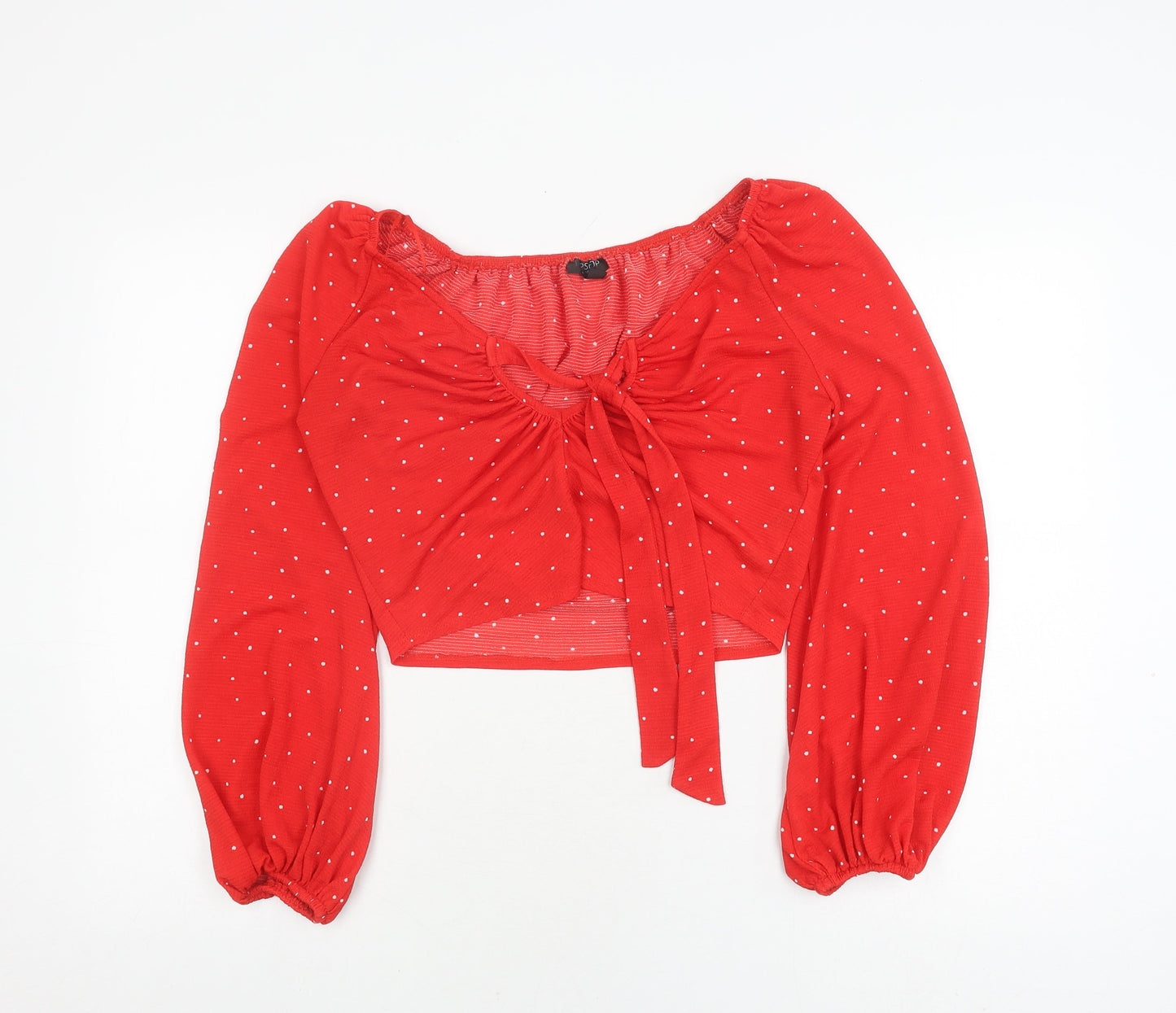 Womens UK Size 8 Topshop Red Cropped Blouse