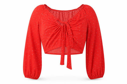 Womens UK Size 8 Topshop Red Cropped Blouse