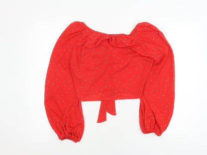 Womens UK Size 8 Topshop Red Cropped Blouse