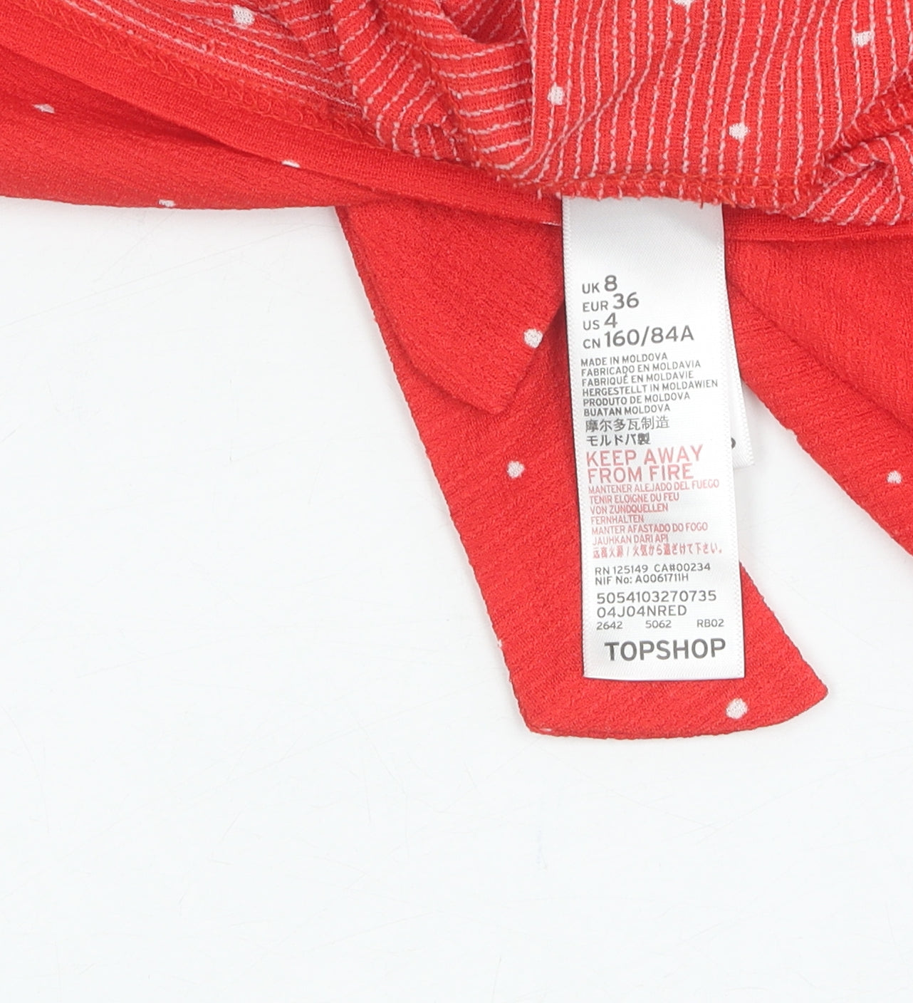 Womens UK Size 8 Topshop Red Cropped Blouse