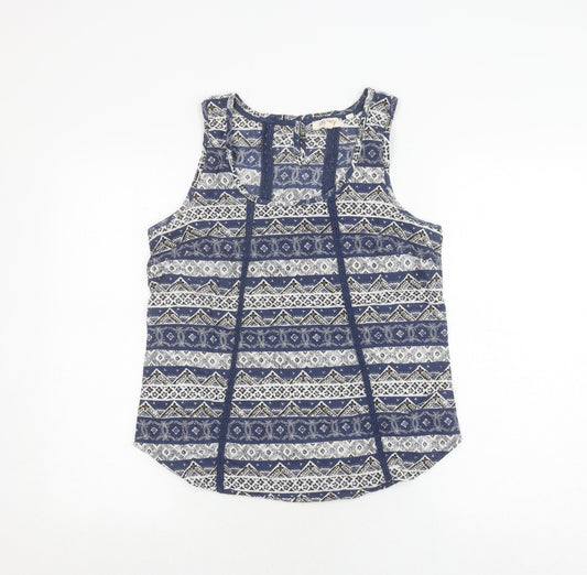 Fat Face Women's Blue Geometric Tank Top, Size 10