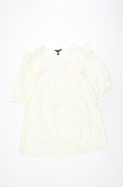 New Look Women's White A-Line Cotton Short Dress