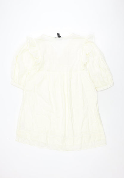 New Look Women's White A-Line Cotton Short Dress