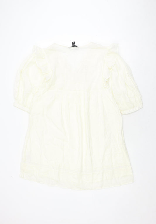 New Look Women's White A-Line Cotton Short Dress