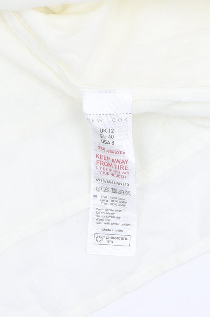 New Look Women's White A-Line Cotton Short Dress