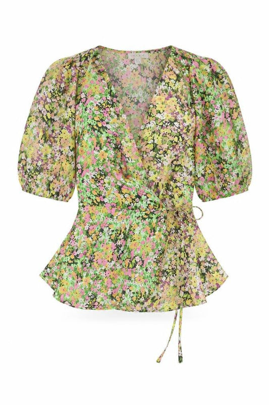 Womens UK Size 8 Topshop Multicoloured Wrap Blouse