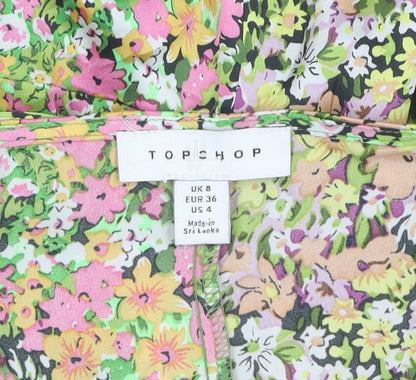 Womens UK Size 8 Topshop Multicoloured Wrap Blouse