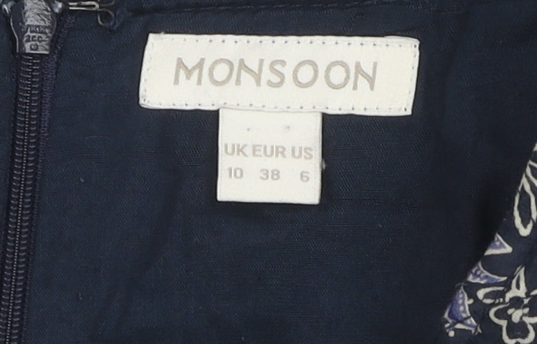 Monsoon Women's Blue Floral Pencil Skirt Size 10