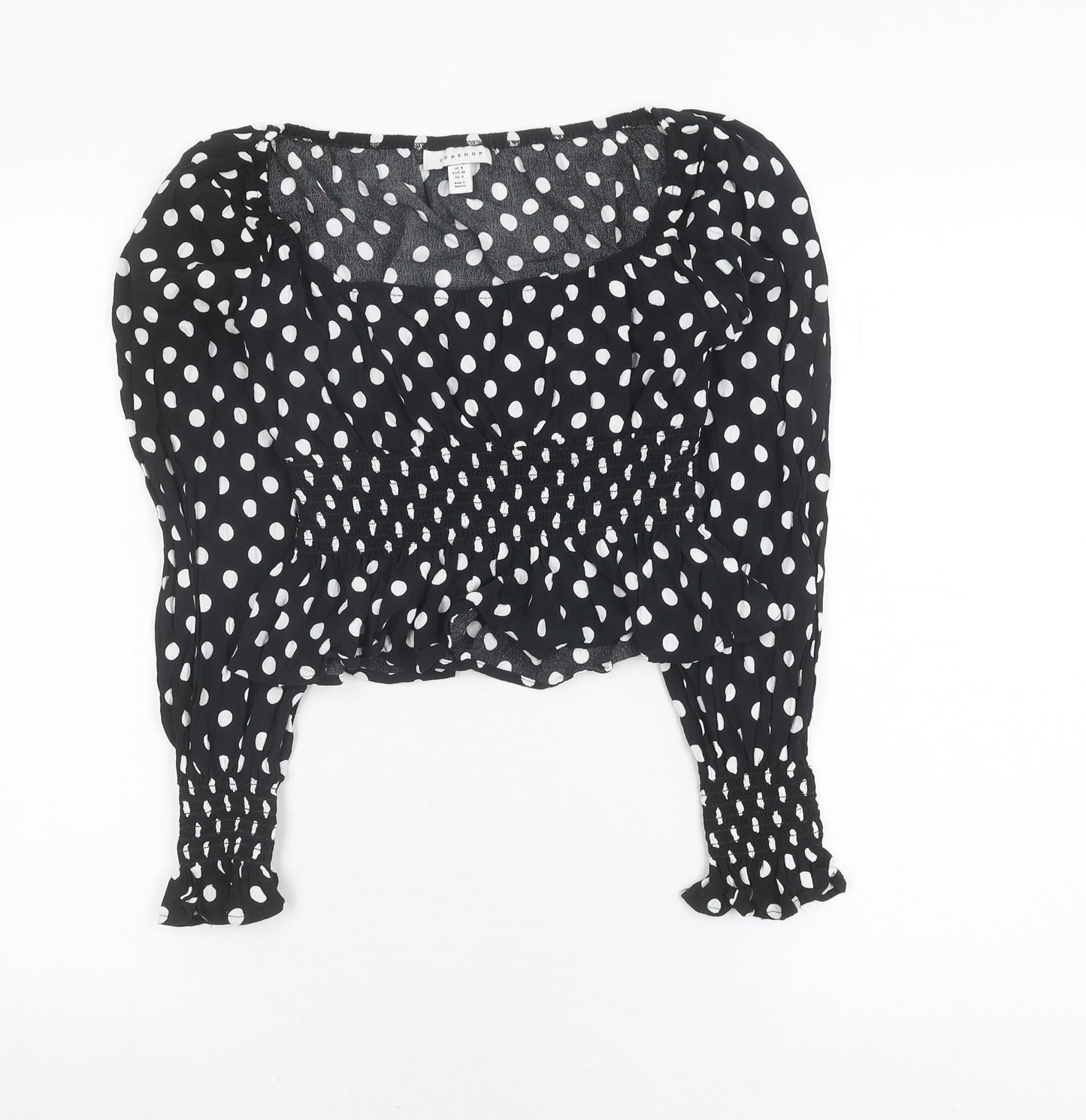 Womens UK Size 8 Topshop Black Cropped Blouse