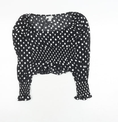 Womens UK Size 8 Topshop Black Cropped Blouse