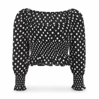Womens UK Size 8 Topshop Black Cropped Blouse