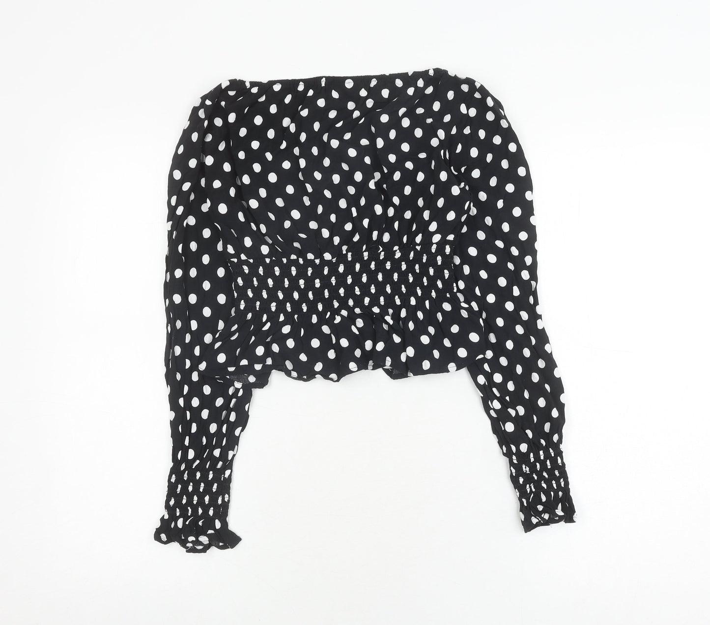 Womens UK Size 8 Topshop Black Cropped Blouse
