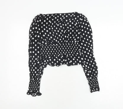 Womens UK Size 8 Topshop Black Cropped Blouse