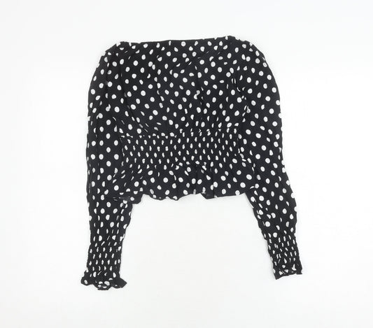 Womens UK Size 8 Topshop Black Cropped Blouse