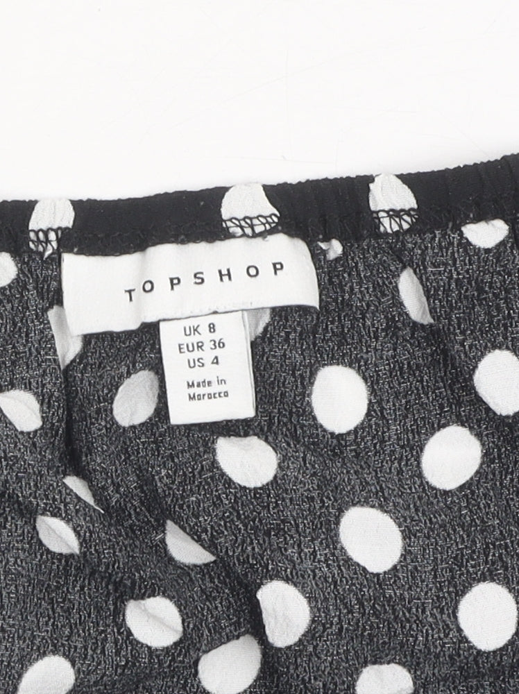 Womens UK Size 8 Topshop Black Cropped Blouse