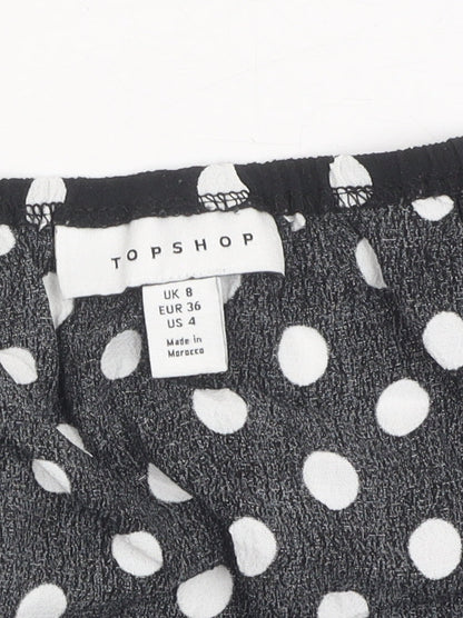 Womens UK Size 8 Topshop Black Cropped Blouse