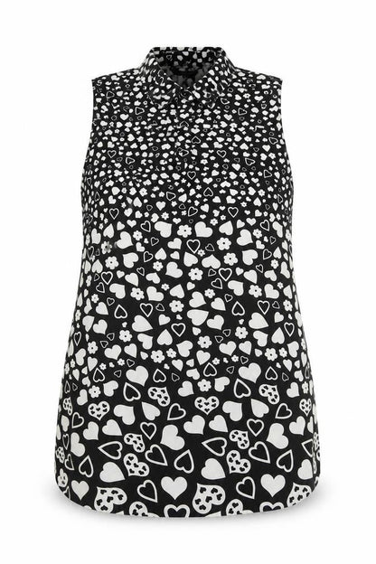 Red Herring Women's Black Heart Print Sleeveless Top