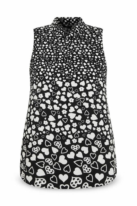Front view of Red Herring Women's Black Heart Print Sleeveless Top