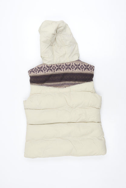 Ribbon Women's Beige Duffle Coat Size 12 Hooded Retro Toggle