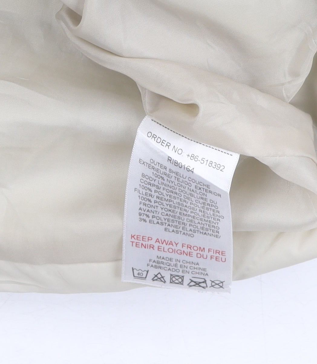 Ribbon Women's Beige Duffle Coat Size 12 Hooded Retro Toggle