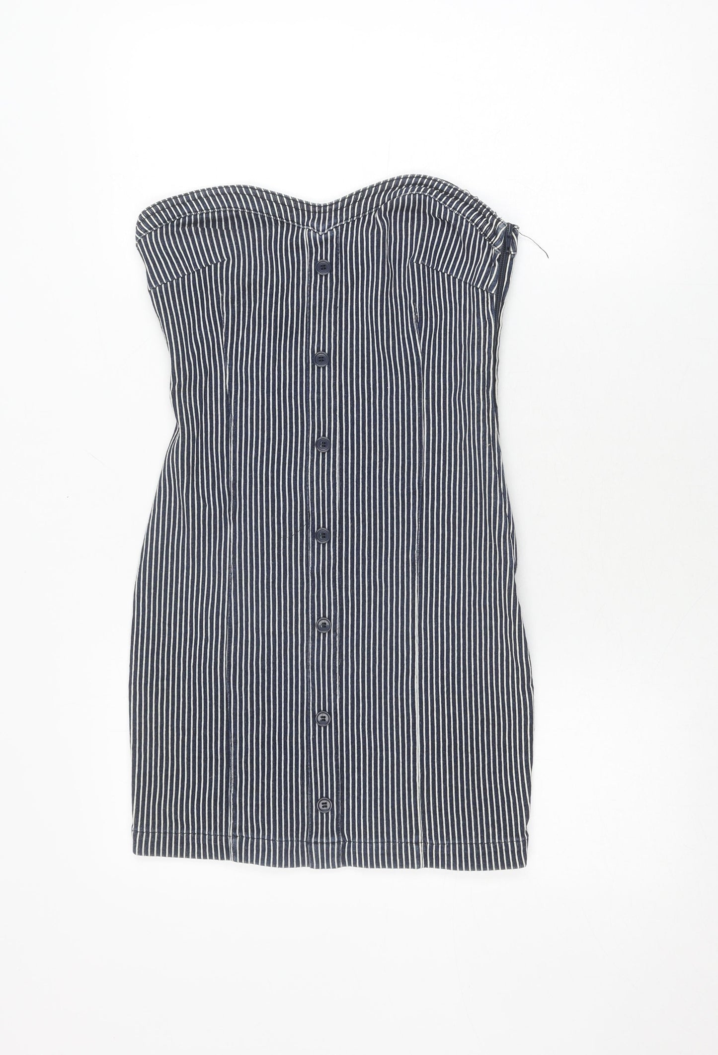 Topshop Women's Blue Striped Bodycon Dress Size 8