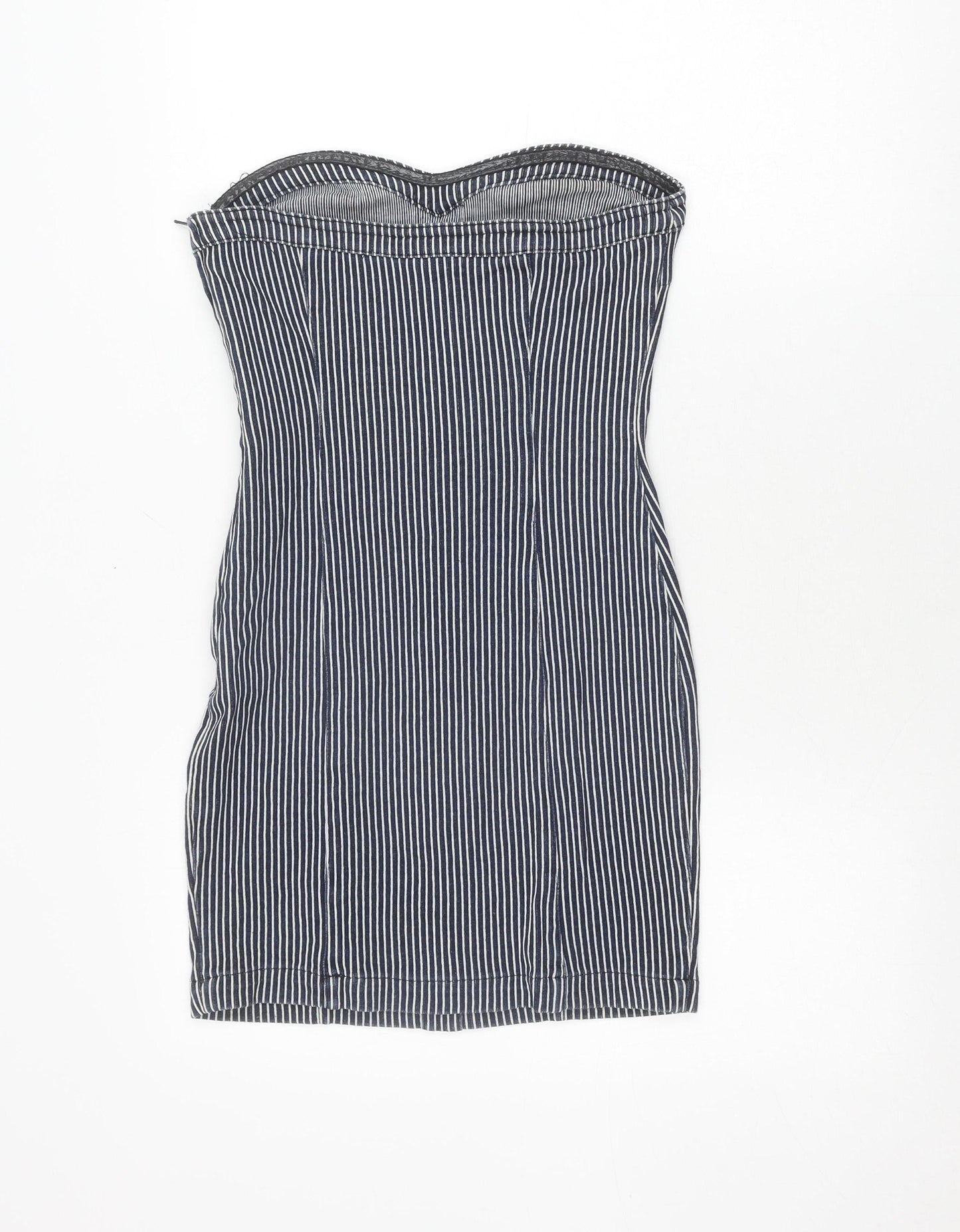 Topshop Women's Blue Striped Bodycon Dress Size 8