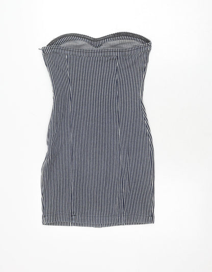 Topshop Women's Blue Striped Bodycon Dress Size 8