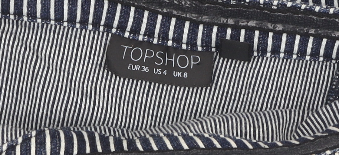 Topshop Women's Blue Striped Bodycon Dress Size 8