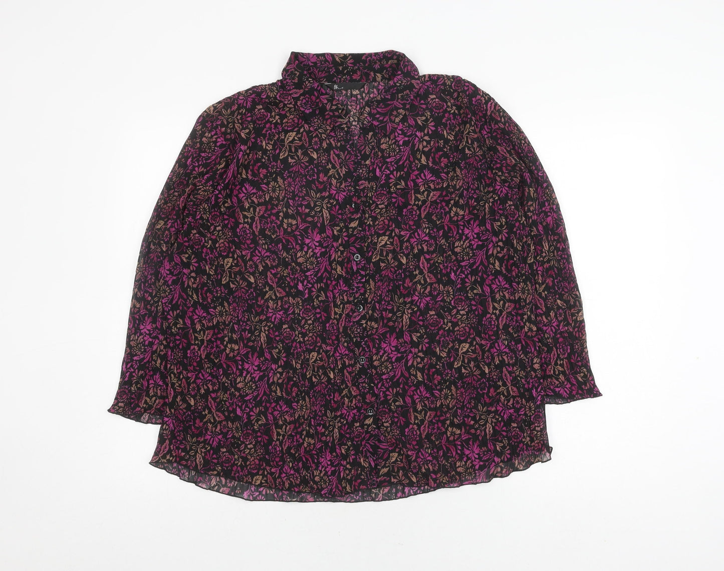 BHS Women's Multicoloured Floral Button-Up Shirt Size 18