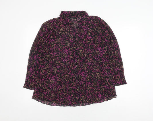 BHS Women's Multicoloured Floral Button-Up Shirt Size 18