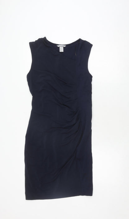 H&M Women's Blue Sheath Dress, Size 12, Sleeveless Elegant