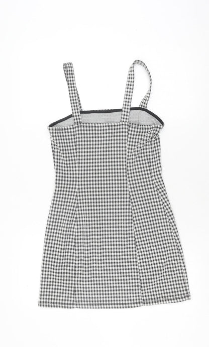 Bershka Women's Black Check Pinafore Dress