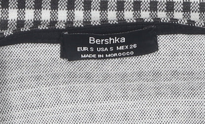 Bershka Women's Black Check Pinafore Dress
