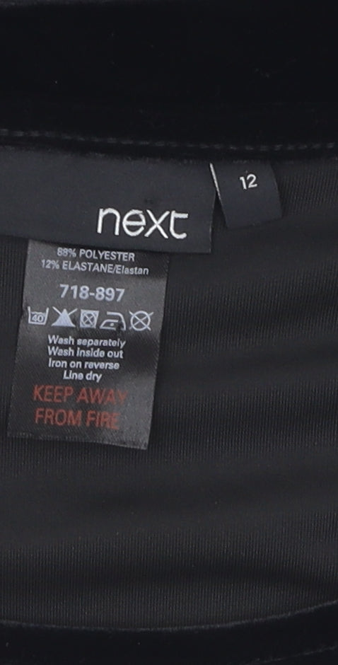 Next Women's Black Dress Size 12 Velvet Stylish