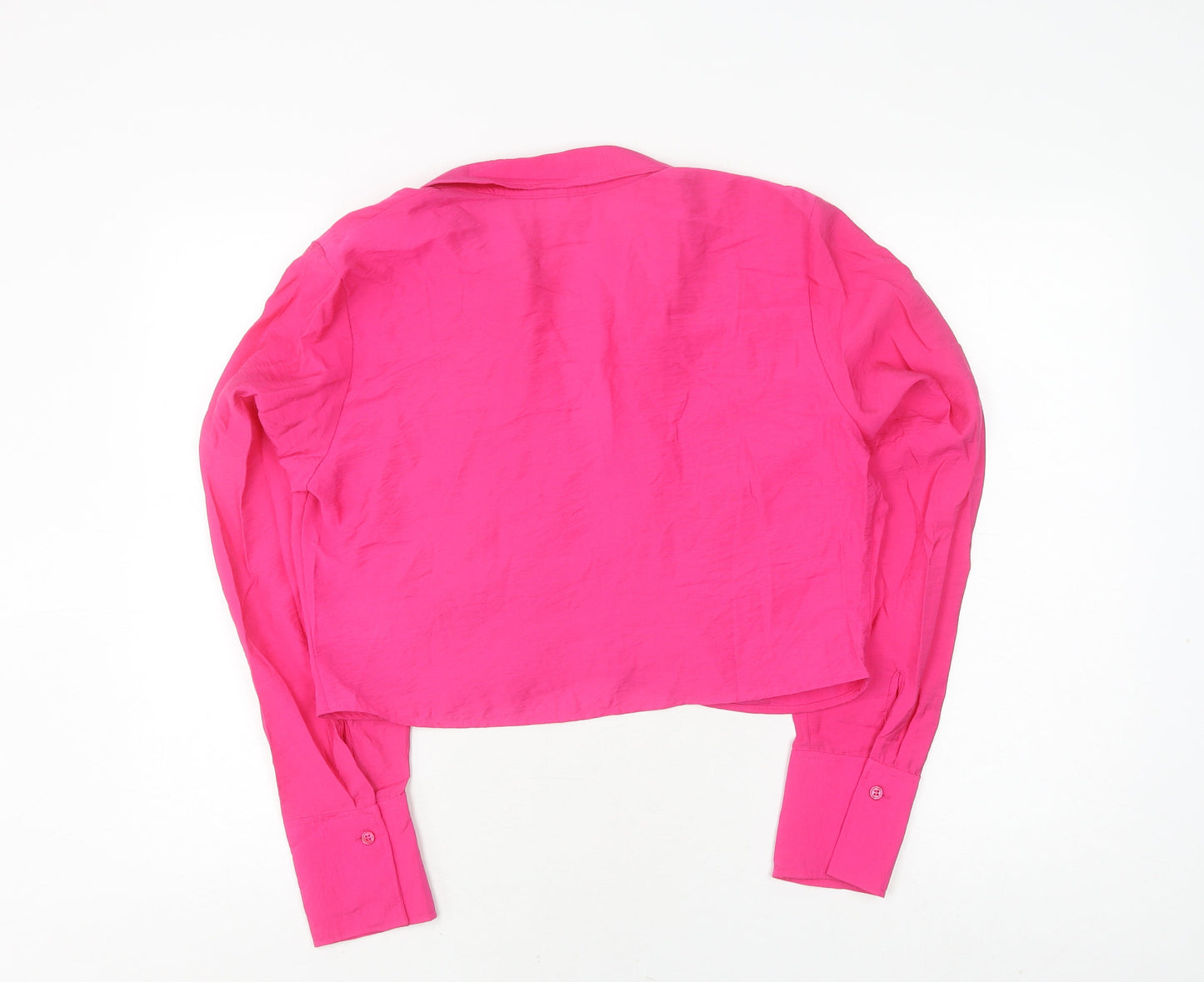 Womens UK Size L H&M Pink Cropped Blouse