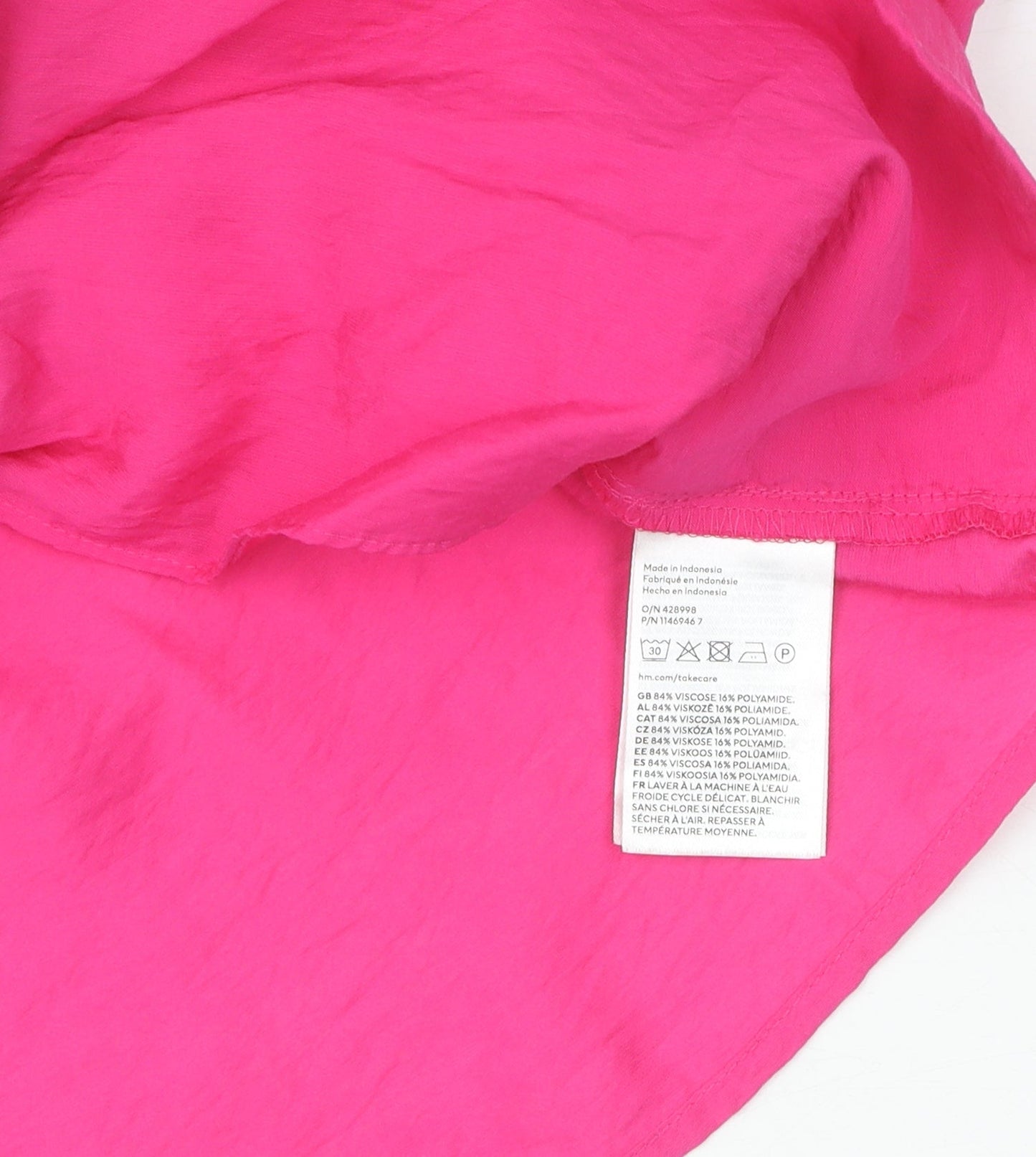 Womens UK Size L H&M Pink Cropped Blouse