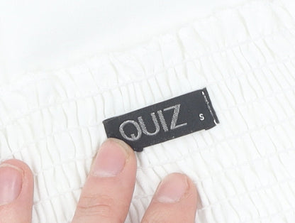 Quiz Women’s White Floral Embroidered Blouse, Size Small