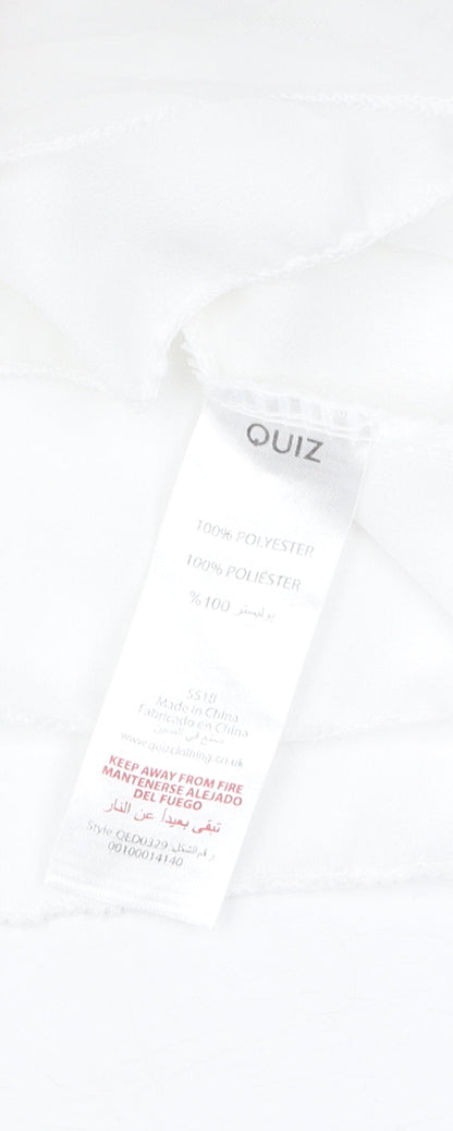 Quiz Women’s White Floral Embroidered Blouse, Size Small