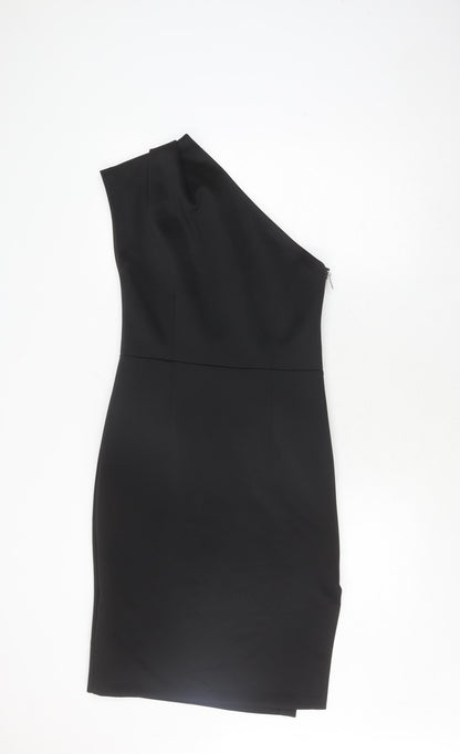 Label Lab Women's Black One-Shoulder Sheath Dress Size 10