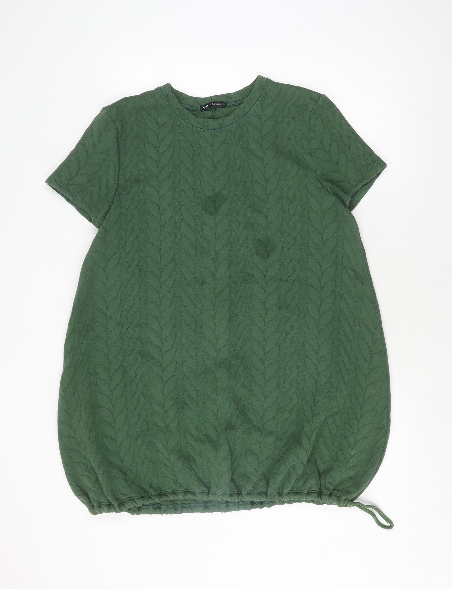 Womens UK Size 12 Zara Green Basic T-Shirt