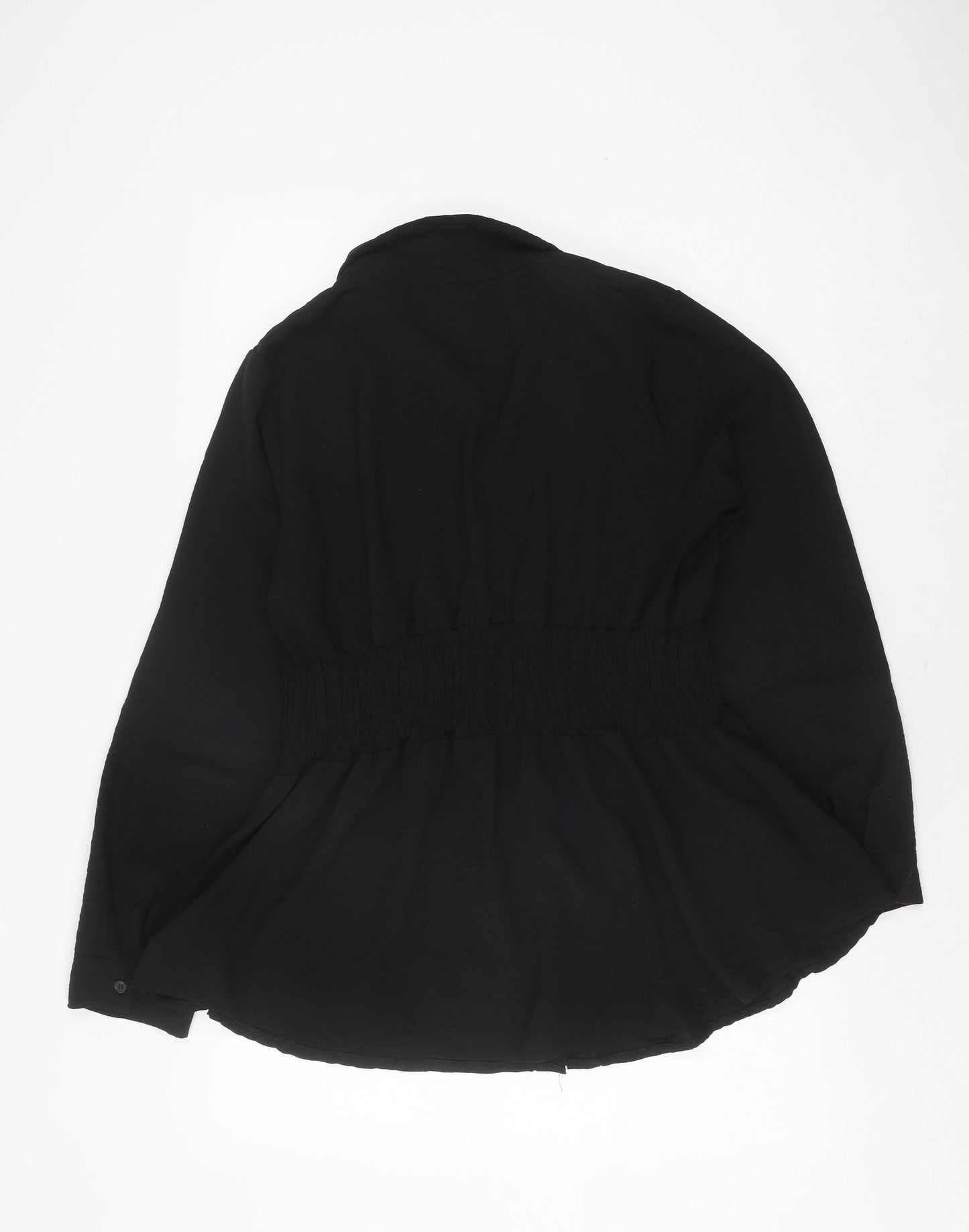 Boohoo Women's Black Button-Up Shirt Size 14