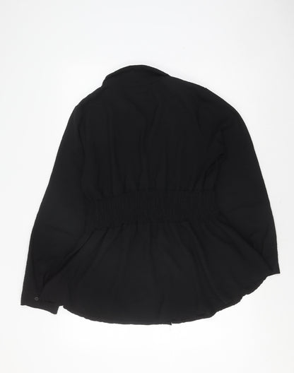 Boohoo Women's Black Button-Up Shirt Size 14