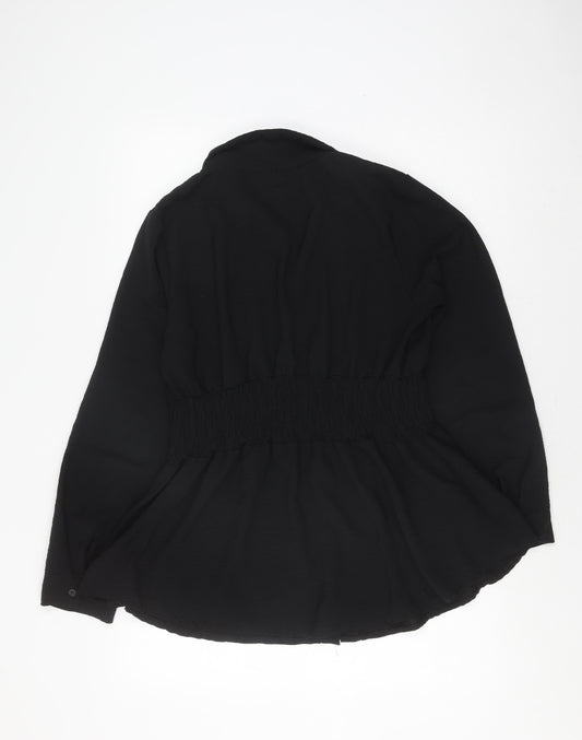 Boohoo Women's Black Button-Up Shirt Size 14